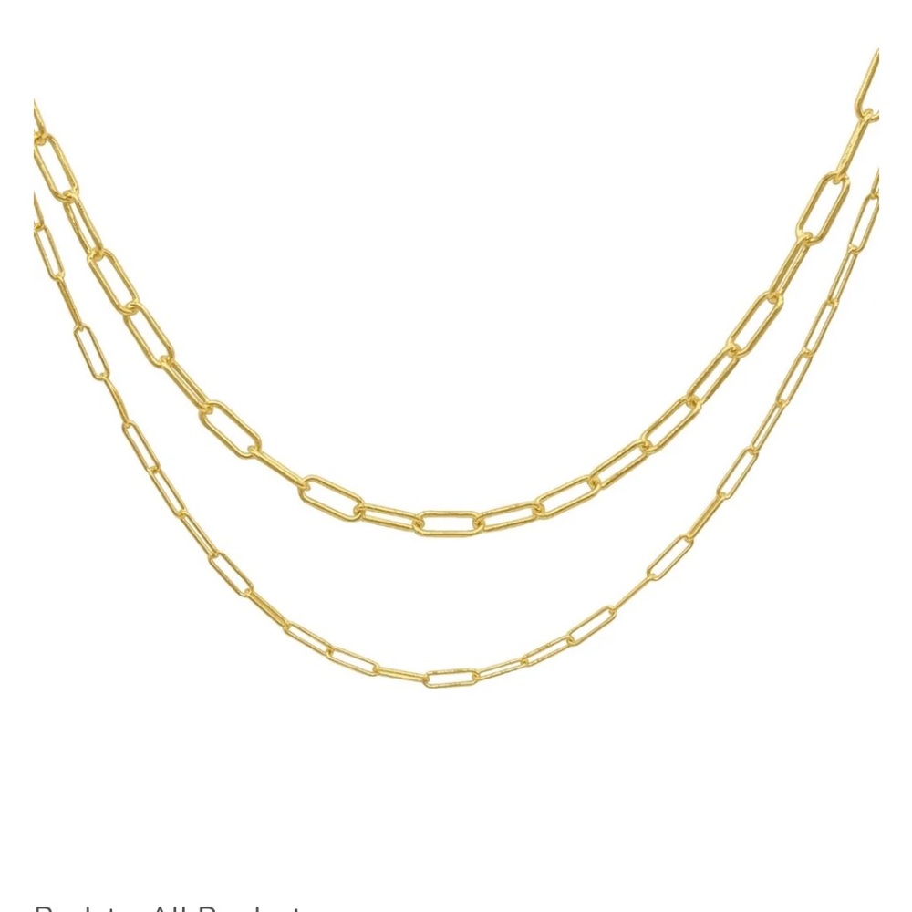 (12)Adorina NEW 14k Gold Plated 3mm and 4mm Paper Clip Chain Set